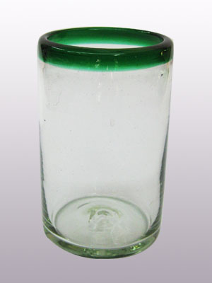 Ofertas / Juego de 6 vasos grandes con borde verde esmeralda / Éstos artesanales vasos le darán un toque clásico a su bebida favorita.
